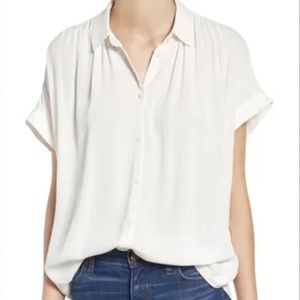 Madewell Central Drapey Shirt in White/Cream - L - Style F9367